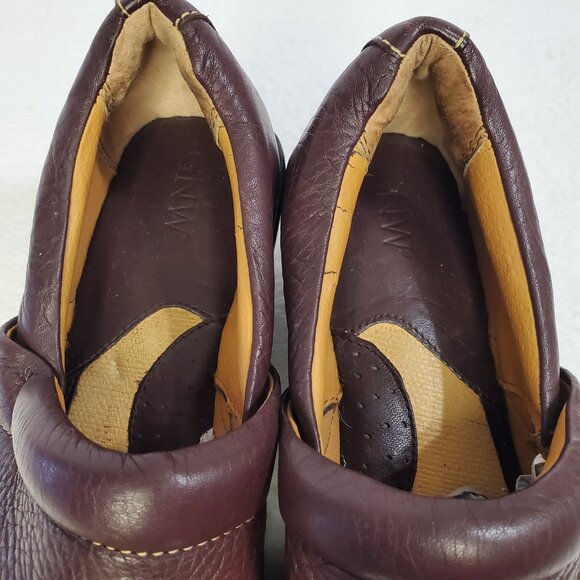 GNW Brown Leather Slip On Clog Wedge Shoes Women's Size 11 - Picture 6 of 12
